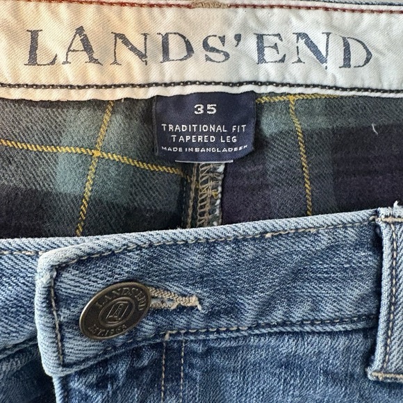 Lands End Jeans Flannel Lined Size 35 Traditional Fit Tapered Leg - Picture 4 of 9